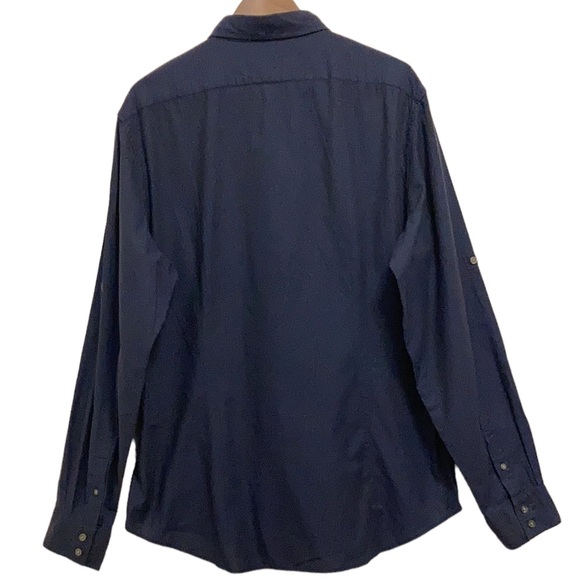 John Varvatos USA Navy Blue Cotton Button Down Shirt Size Large - Picture 2 of 10